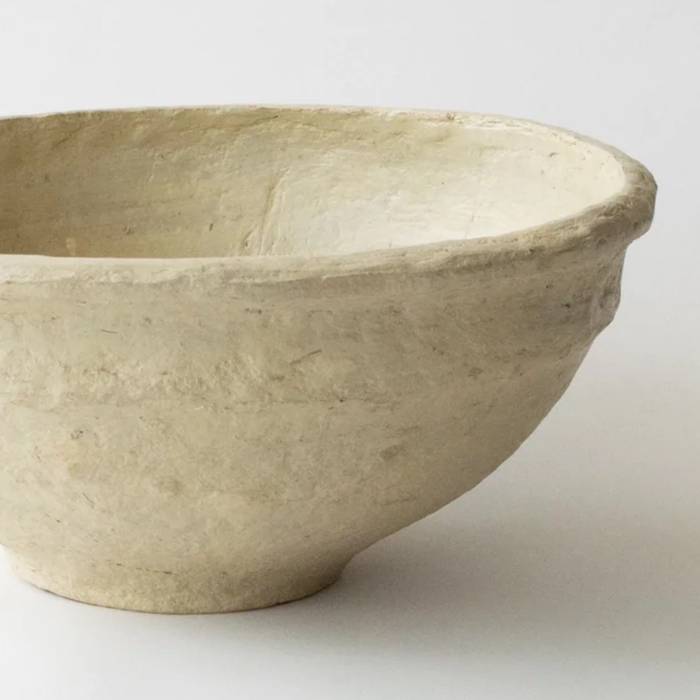 PAPER MACHE BOWL Vintage Handmade Large